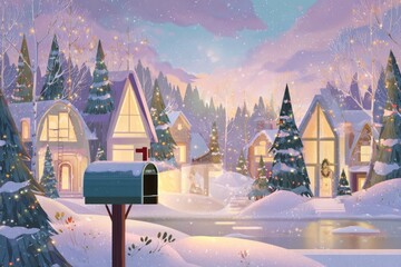 Christmas Background Illustration with Snowy Effects to use for Posters, Covers, Copyspace, and Greeting Card Designs