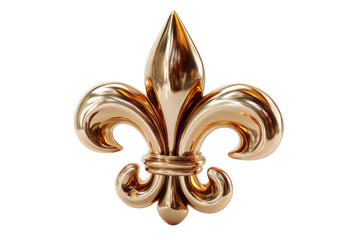 Golden fleur de lis symbol on transparent background showing luxury and royalty