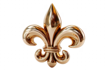 Golden fleur de lis symbol on transparent background showing luxury and royalty