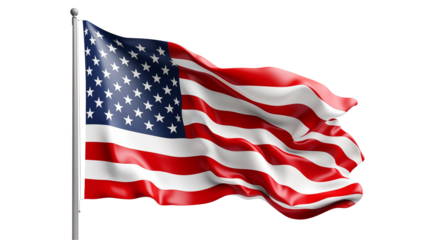 Patriotic American flag waving proudly, a symbol of freedom and unity, ideal for national holidays, political campaigns, and celebrating USA pride