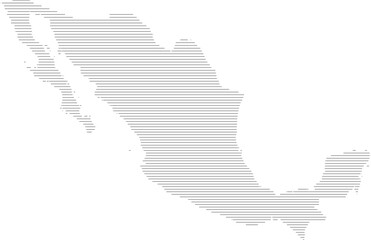Mexico vector map with line fill (Web Mercator projection, PPT-compatible & fully editable)