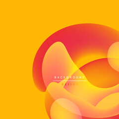 Abstract vibrant design. Overlapping shapes create warm color gradients. Yellow background complements red, orange hues. Modern aesthetic.