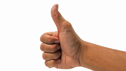 Hand Giving Thumbs Up Sign Isolated on White Background