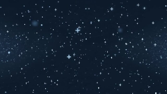 Night sky filled with crosses and circles