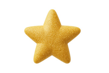 Golden sugar star with sparkling texture on black background, cut out