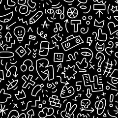Street style funny kid's doodle lines drawings seamless background