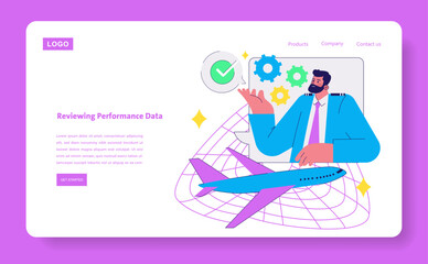 Analyzing Performance Data in Aviation Vector Illustration
