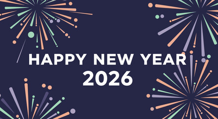 Minimalist Style Festive Happy New Year 2026 Celebration Greeting Card