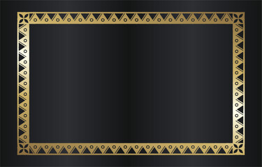Ornate Golden Frame with Geometric Pattern on Black Background.