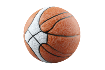 Detailed orange basketball with black and white pattern, cut out