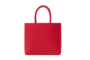 Red tote bag isolated on transparent background fashion shopping accessory product advertising