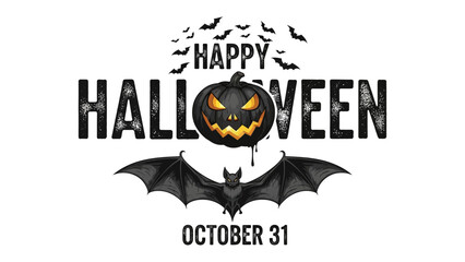 Spooky Halloween Invitation: A festive illustration captures the essence of Halloween, featuring a carved pumpkin, a shadowy bat, and fluttering silhouettes of bats against a backdrop.