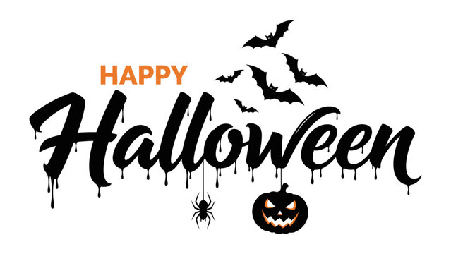 Happy Halloween: A captivating image of Halloween with a bold message. Bat silhouettes and the ominous jack-o'-lantern further enhance the festive spirit. 