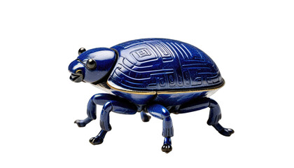 Deep blue beetle sculpture, intricate design