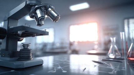 Blurry of Science laboratory classroom for background usage