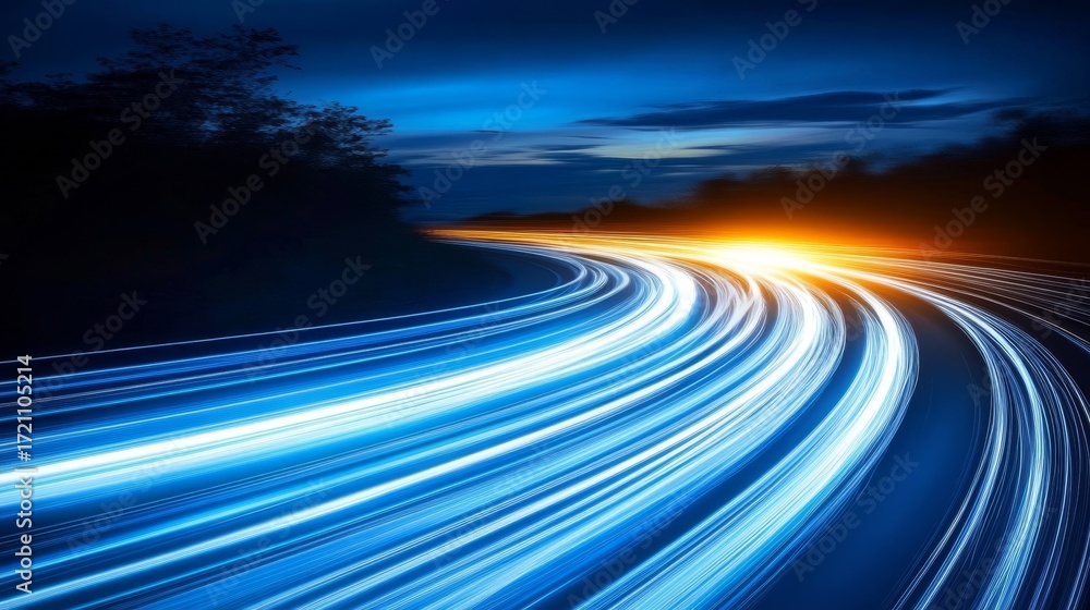 Aufkleber fast speeds of the digital data highway a high-paced blur of light and speed effects at night