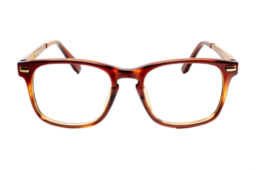 Tortoiseshell glasses with gold accents on white background isolated on a transparent background