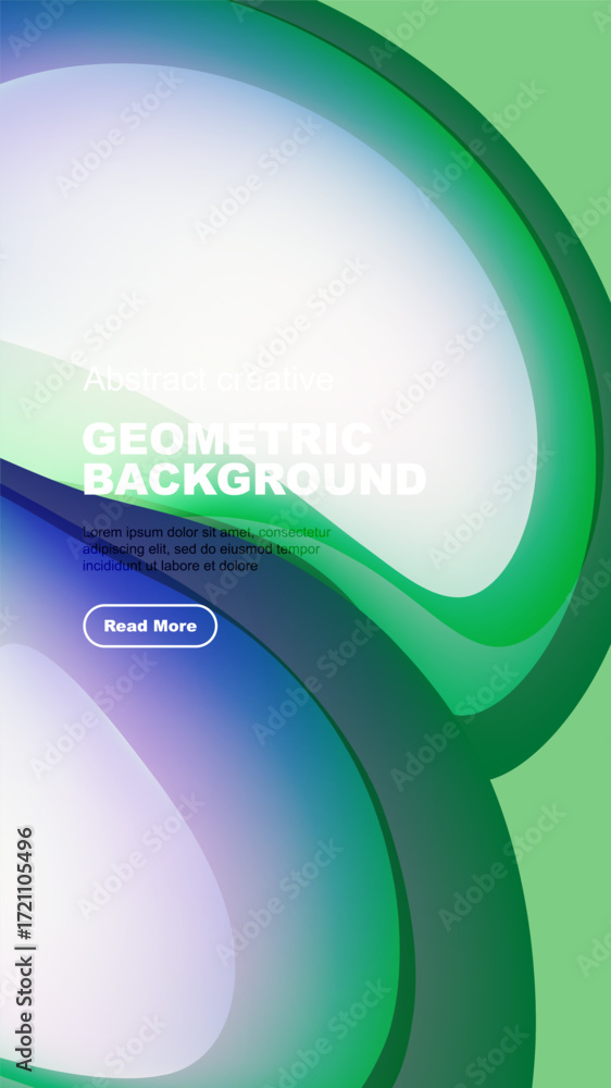 Poster abstract geometric background. gradient colors blend, creating dynamic visual effect. text area pres