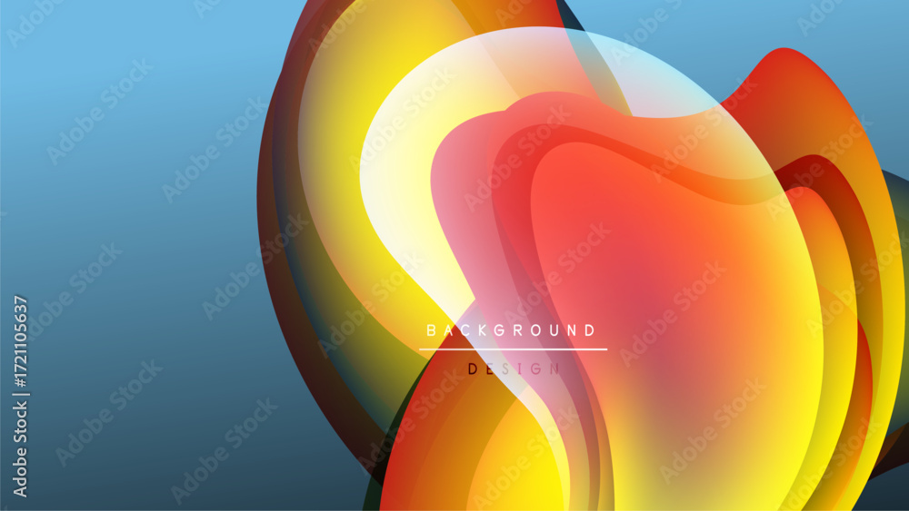 Poster abstract flowing shapes, vibrant colors. gradient blends create dynamic visual impact. modern design