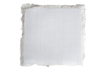 Textured torn paper with grid lines on a transparent background concept for design elements