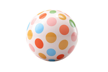 Colorful polka dot beach ball on white background, cut out