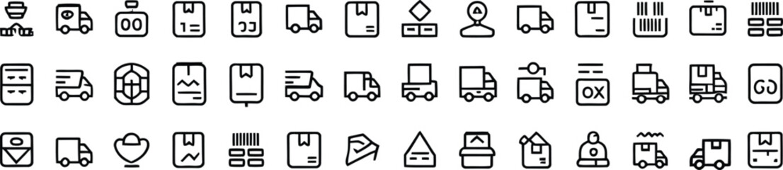 Modern delivery service icons for website, app, or print projects, representing distribution, shipping, and logistics with a clean, minimalist style