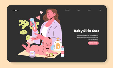 Baby Skin Care Routine Vector Illustration
