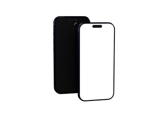 High-quality mockup of two smartphones, one with a black screen and the other with a white screen. Perfect for app presentations.