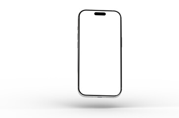 Clean and professional mockup of a modern smartphone with a blank screen, perfect for app presentations and technology websites.