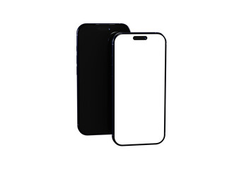 High-quality mockup of two smartphones, one with a black screen and one with a white screen, perfect for app presentations.