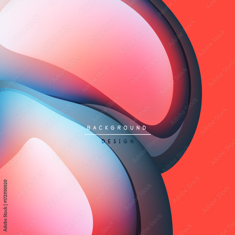 Poster abstract fluid shapes overlap. vibrant colors blend, creating dynamic visual effect. modern design e