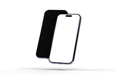 High-quality mockup of two smartphones, one with a blank screen and one black. Perfect for app presentations.