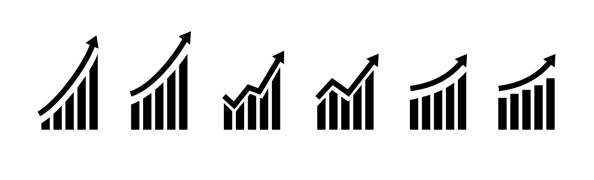 Growth vector icon. Graph or diagram with arrow going up and down. Vector