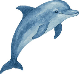 Watercolor vector illustration of a dolphin © Mantella