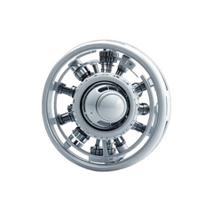 Circular metallic hub, intricate design