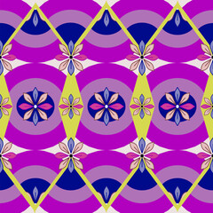 Psychedelic Floral Abstract Geometric Seamless Pattern