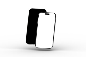 High-quality photo of two smartphones with blank screens, perfect for app presentations or technology website designs. Clean and modern aesthetic.