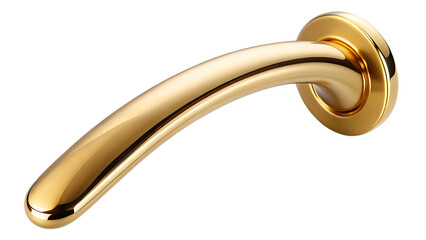 Polished golden curved handle with rounded ends isolated on a transparent background