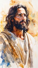 Portrait of a Man with Long Brown Hair and Beard