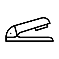 Minimalist black outline vector icon of a stapler, symbolizing office work, and stationery supplies. Isolated on a transparent background