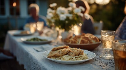 ```plaintextGolden-hour feast whispers secrets over sunlit pasta, celebrating midsummer tranquility and the conviviality of National Neighbors Day```