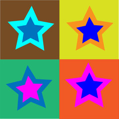 Flat colorful star icons set. Ideal for ratings, favorites, achievements, reviews, and rewards.
