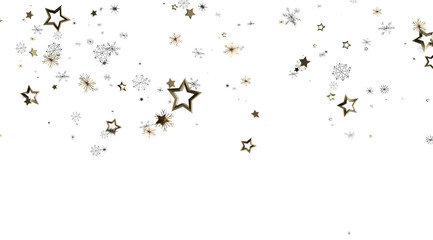 Elegant design with gold stars and snowflakes. Perfect for holidays, celebration, and winter themes.