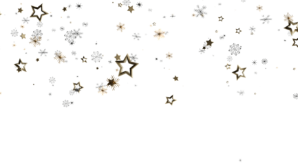 Elegant design with gold stars and snowflakes. Perfect for holidays, celebration, and winter themes.