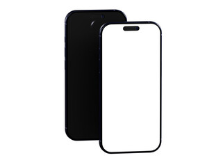 High-quality mockup of two smartphones, one with a black screen and one with a white screen, perfect for app presentations.
