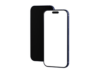 Two sleek smartphones, one with blank screen, perfect for app presentations or website mockups.  High-quality image.