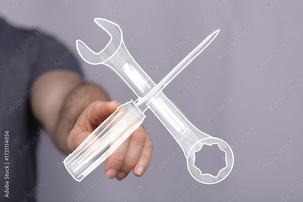 Poster repair, maintenance, and solution concepts. perfect for tech support, diy, and problem-solving visua