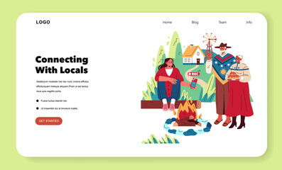 Vector Illustration of Locals Connecting Around Campfire