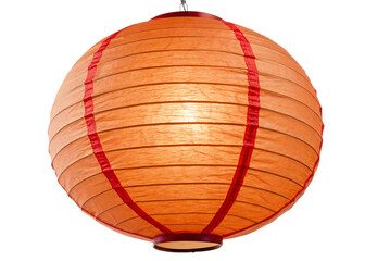 Large orange paper lantern with red trim isolated on a transparent background image