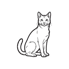 Elegant Line Art Portrait of a Sitting Cat